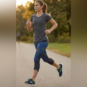 Athleta Blue and Green Patterned Leggings